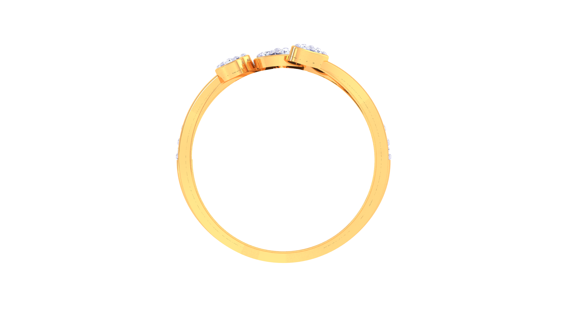 Triple Heart Sparkle Split Band Ring