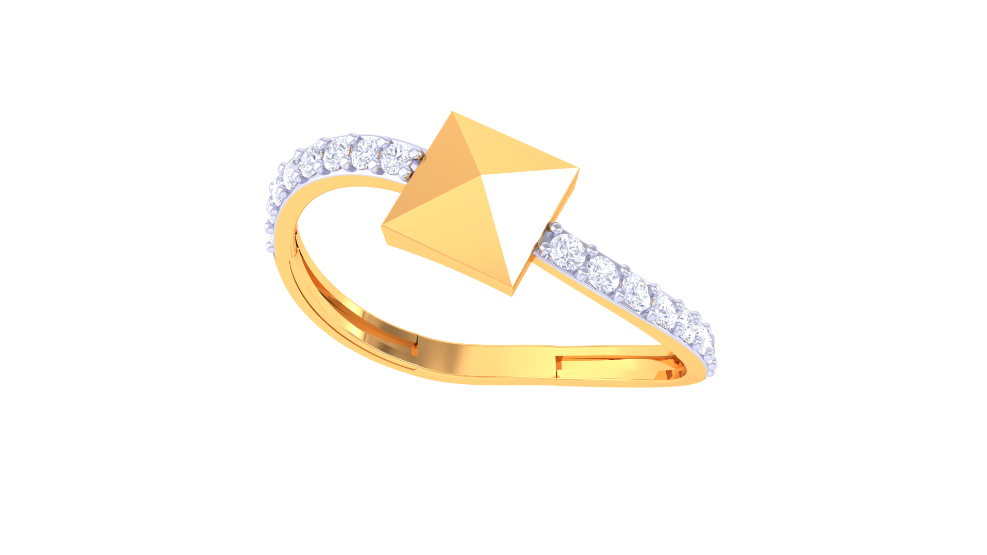 Pyramid Crest Diamond Curve Ring