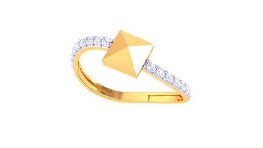 Pyramid Crest Diamond Curve Ring