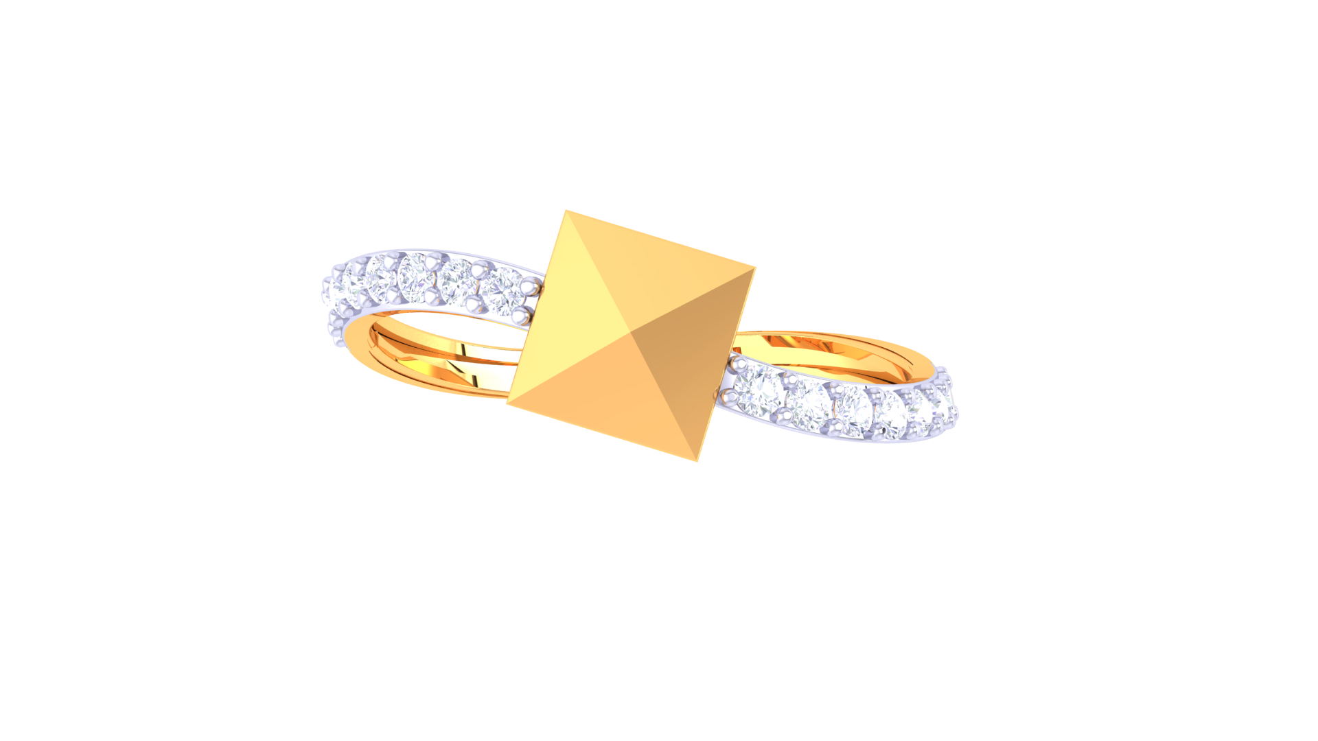 Pyramid Crest Diamond Curve Ring