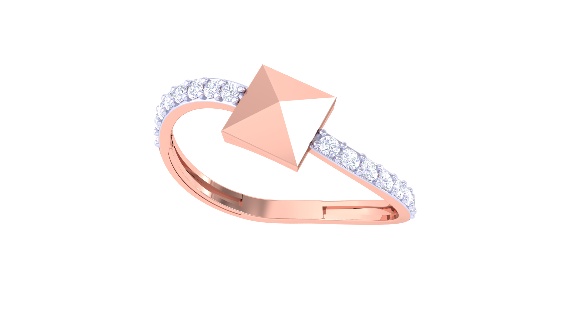 Pyramid Crest Diamond Curve Ring