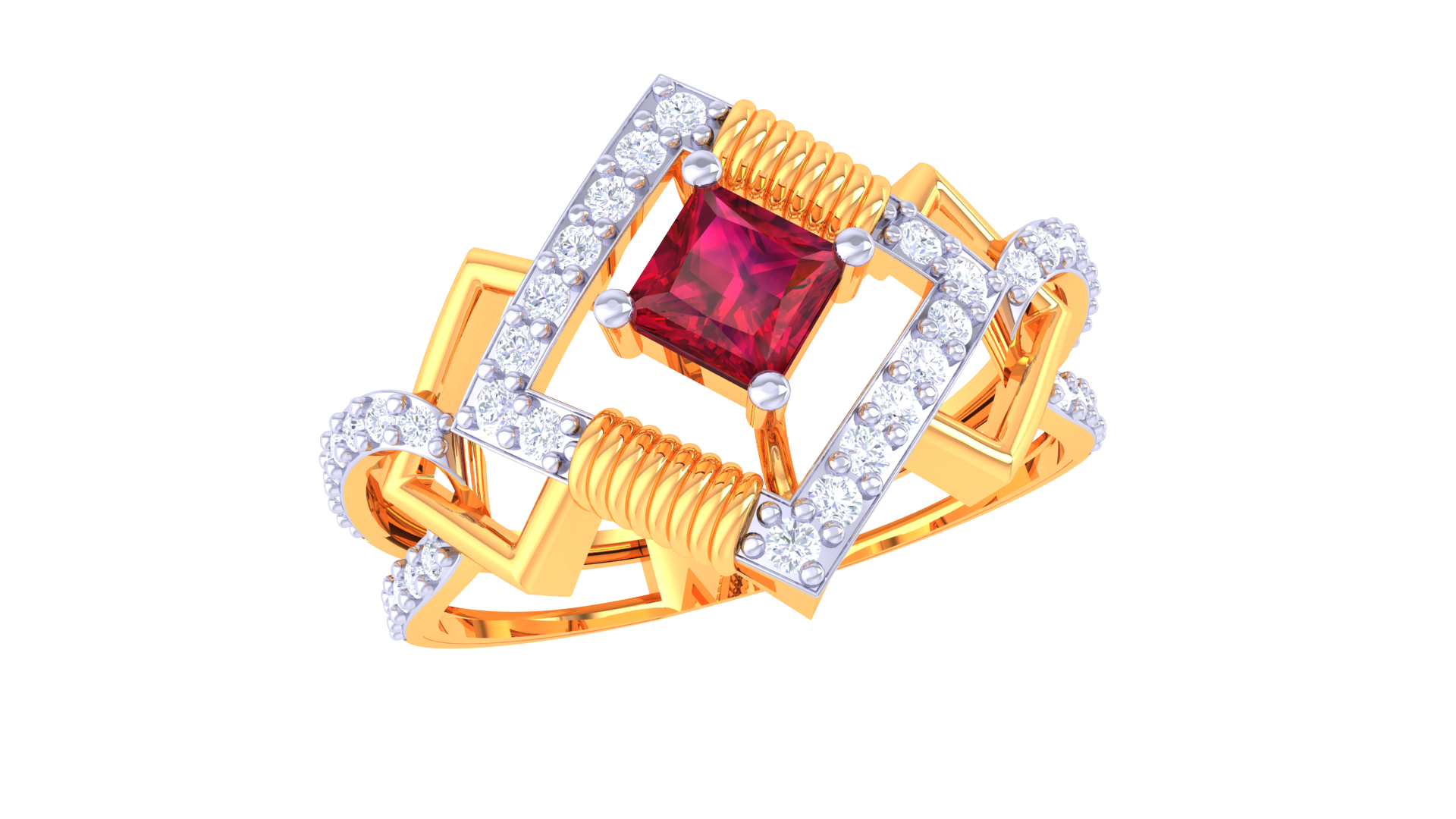 Symphony Red Stone Urban Band Ring