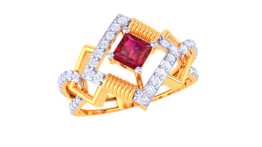 Symphony Red Stone Urban Band Ring