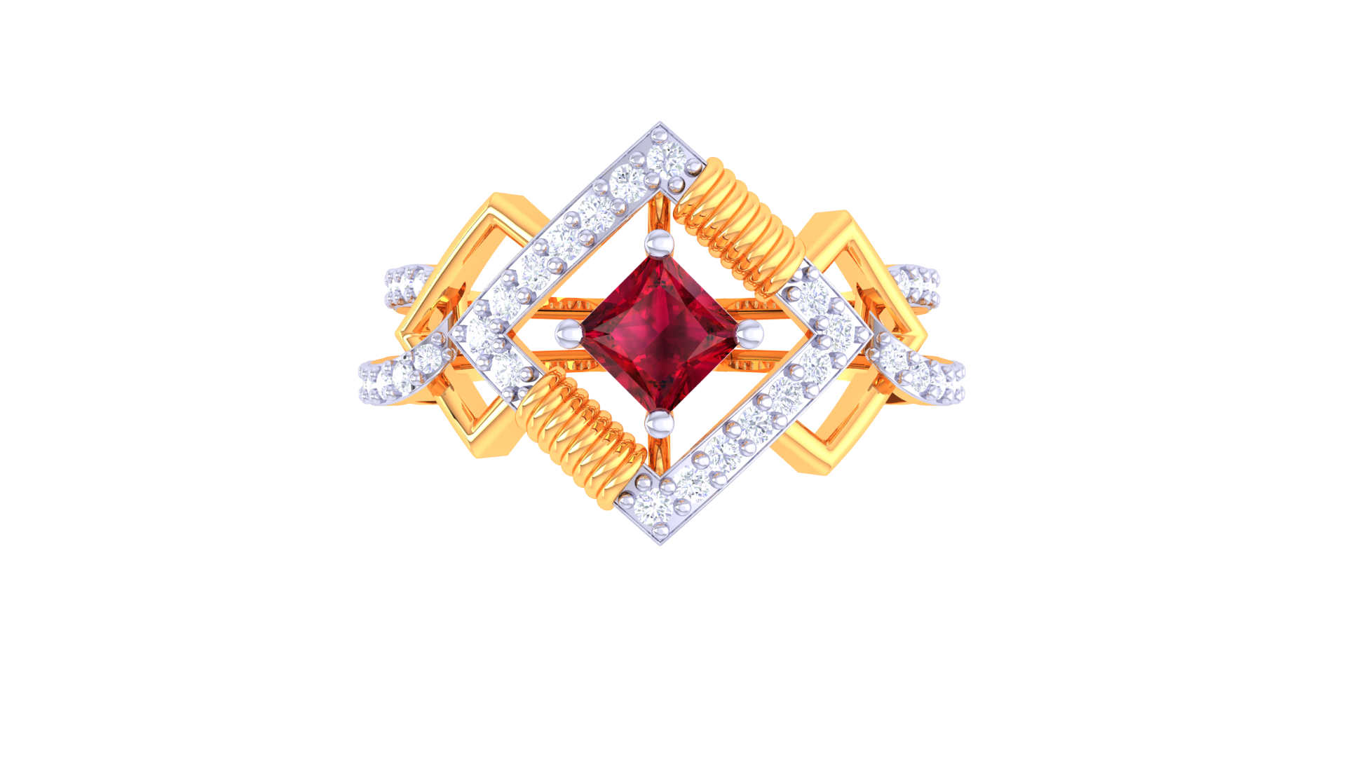 Symphony Red Stone Urban Band Ring