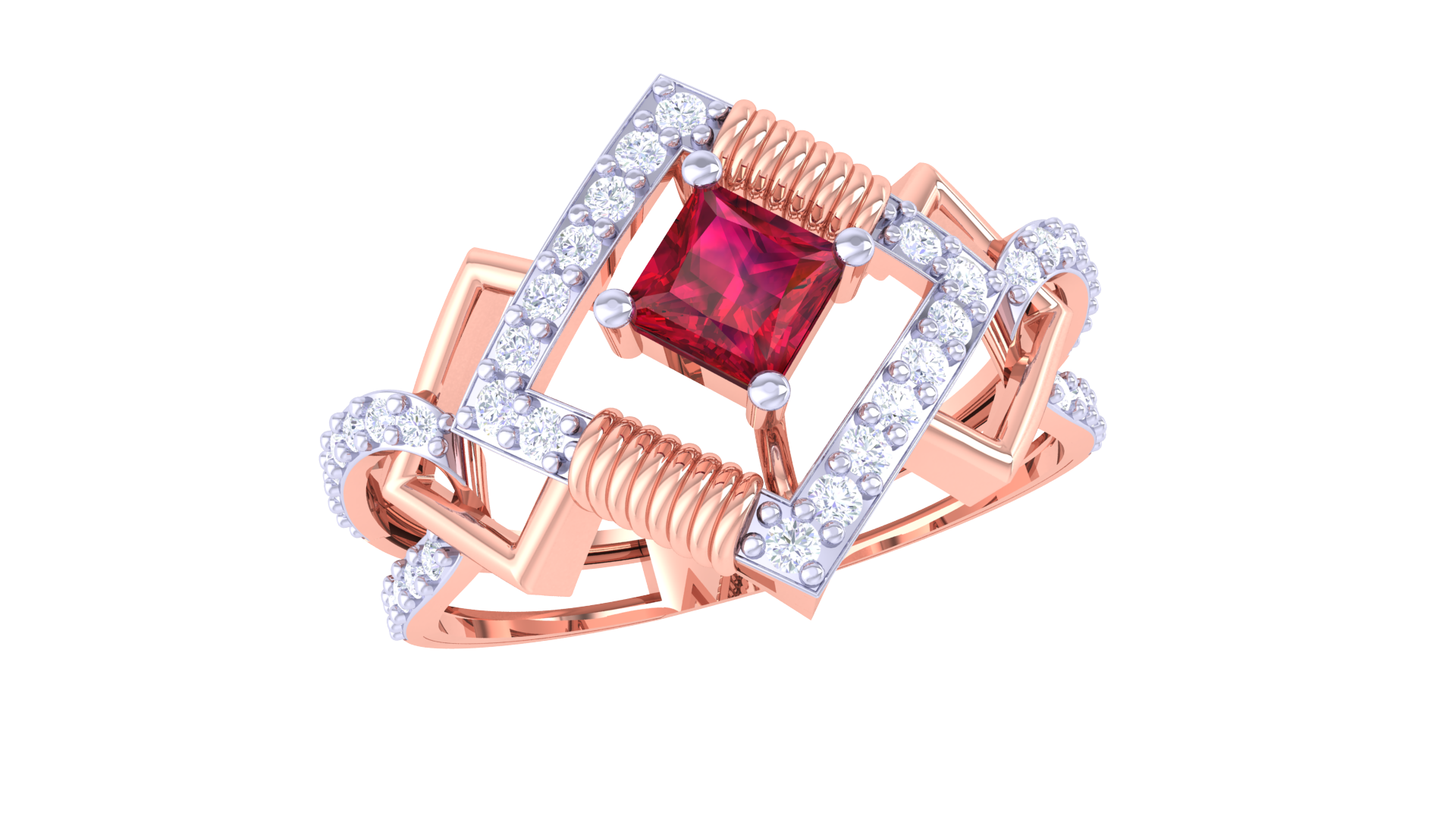 Symphony Red Stone Urban Band Ring