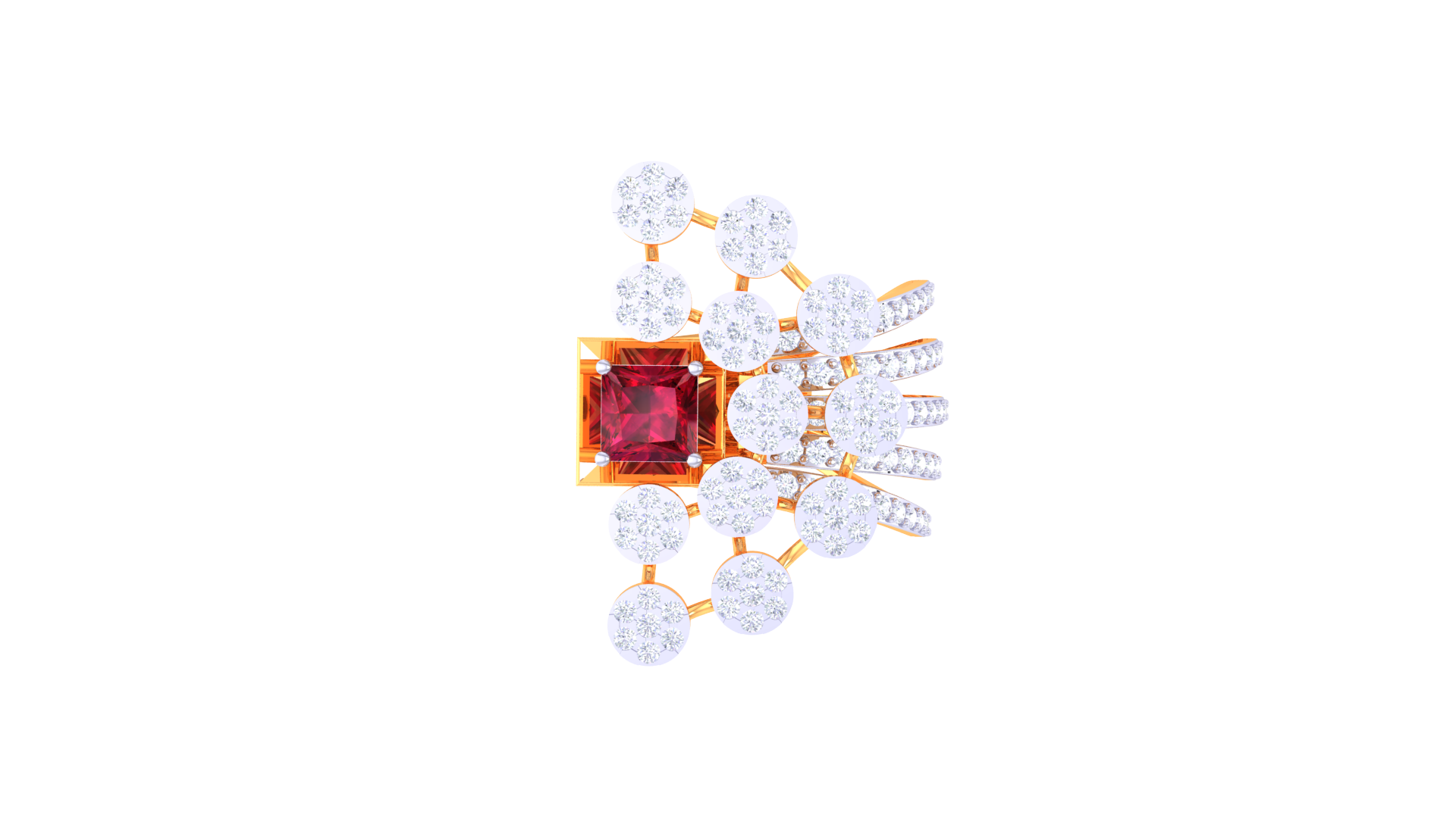 Ruby Square Floral Cluster Ring