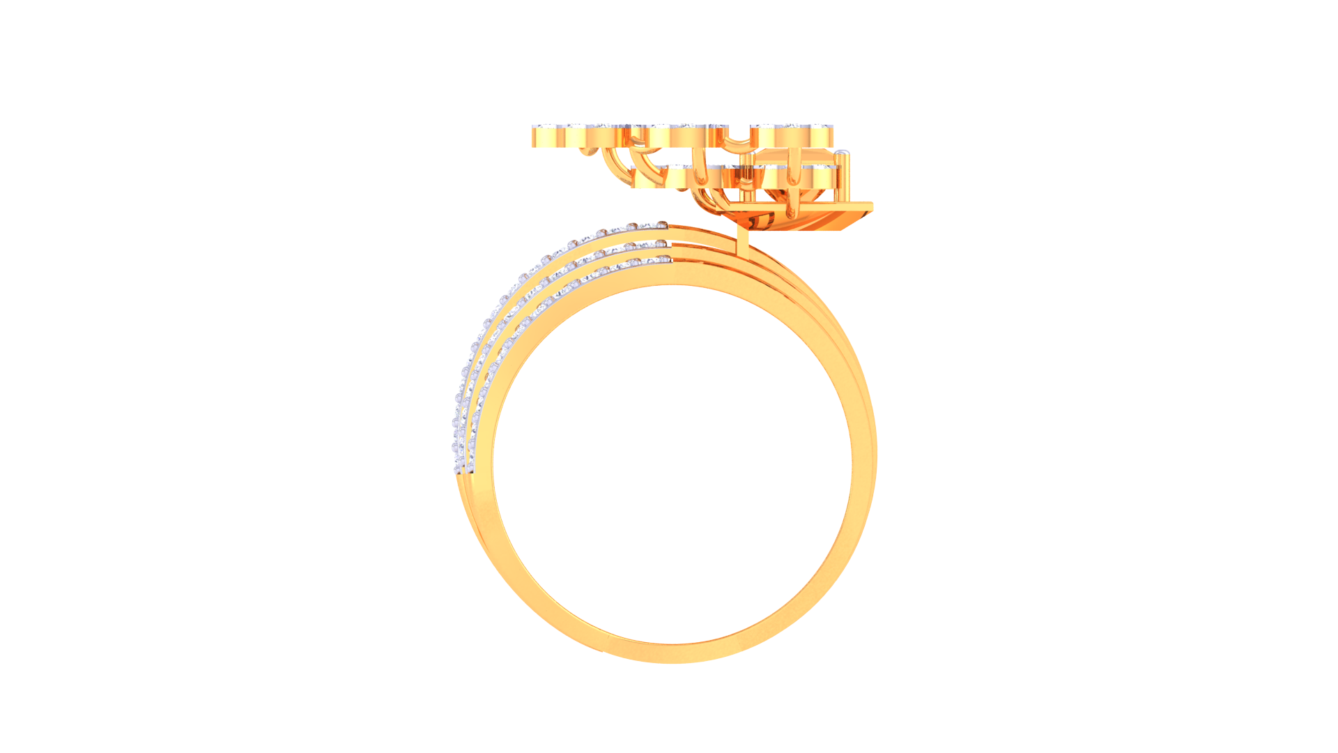 Ruby Square Floral Cluster Ring