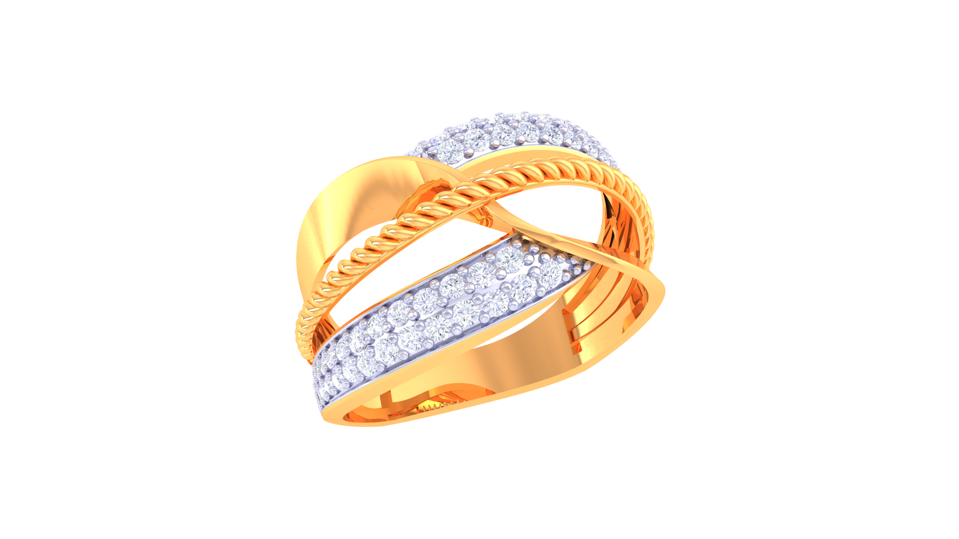 Shimmering Curve Contrast Accent Ring