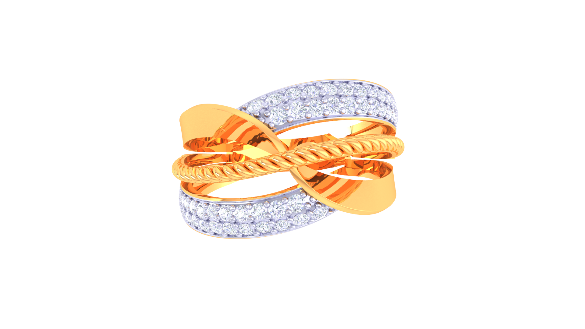 Shimmering Curve Contrast Accent Ring
