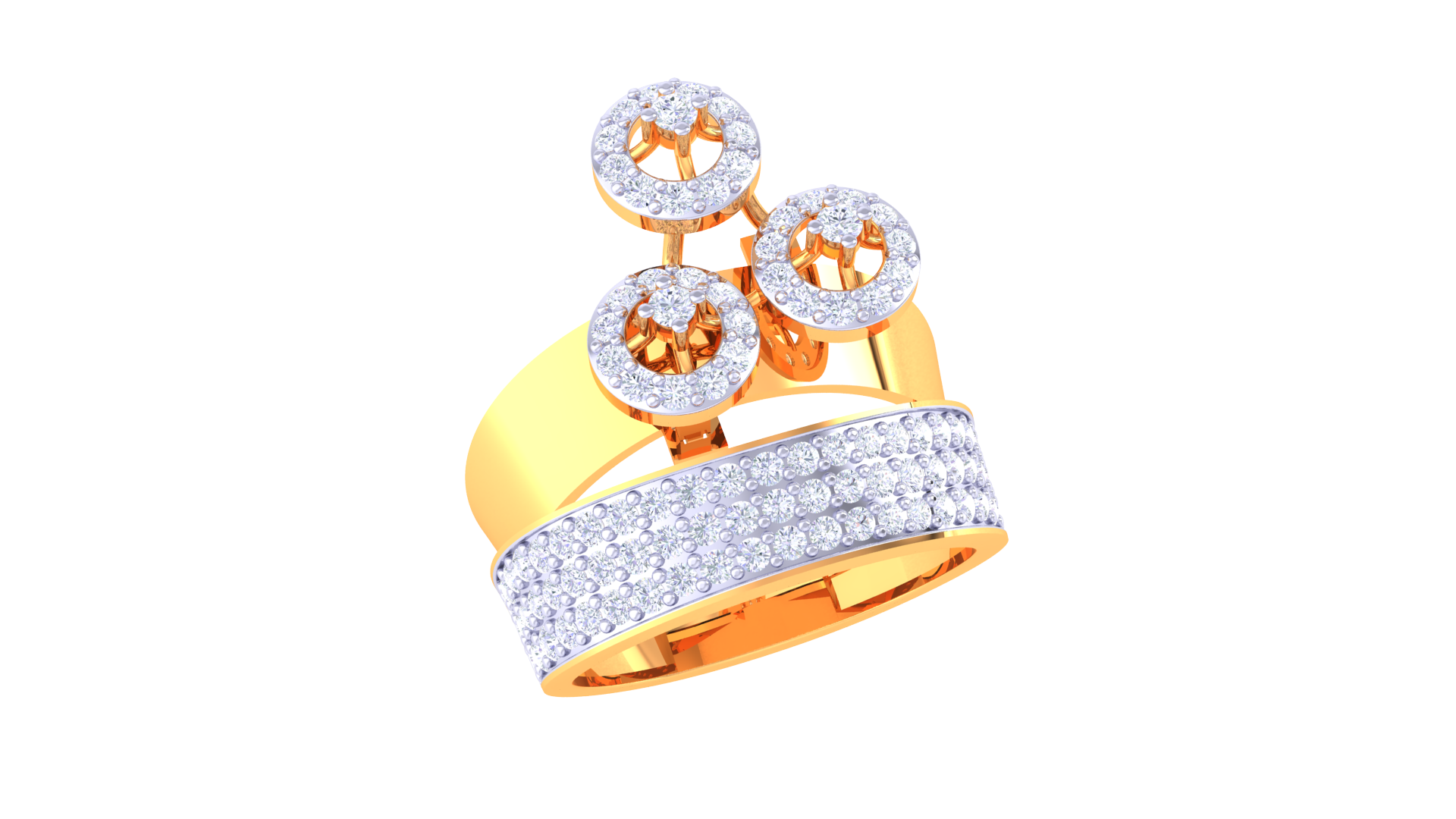 Modern Trio Cluster Diamond Ring