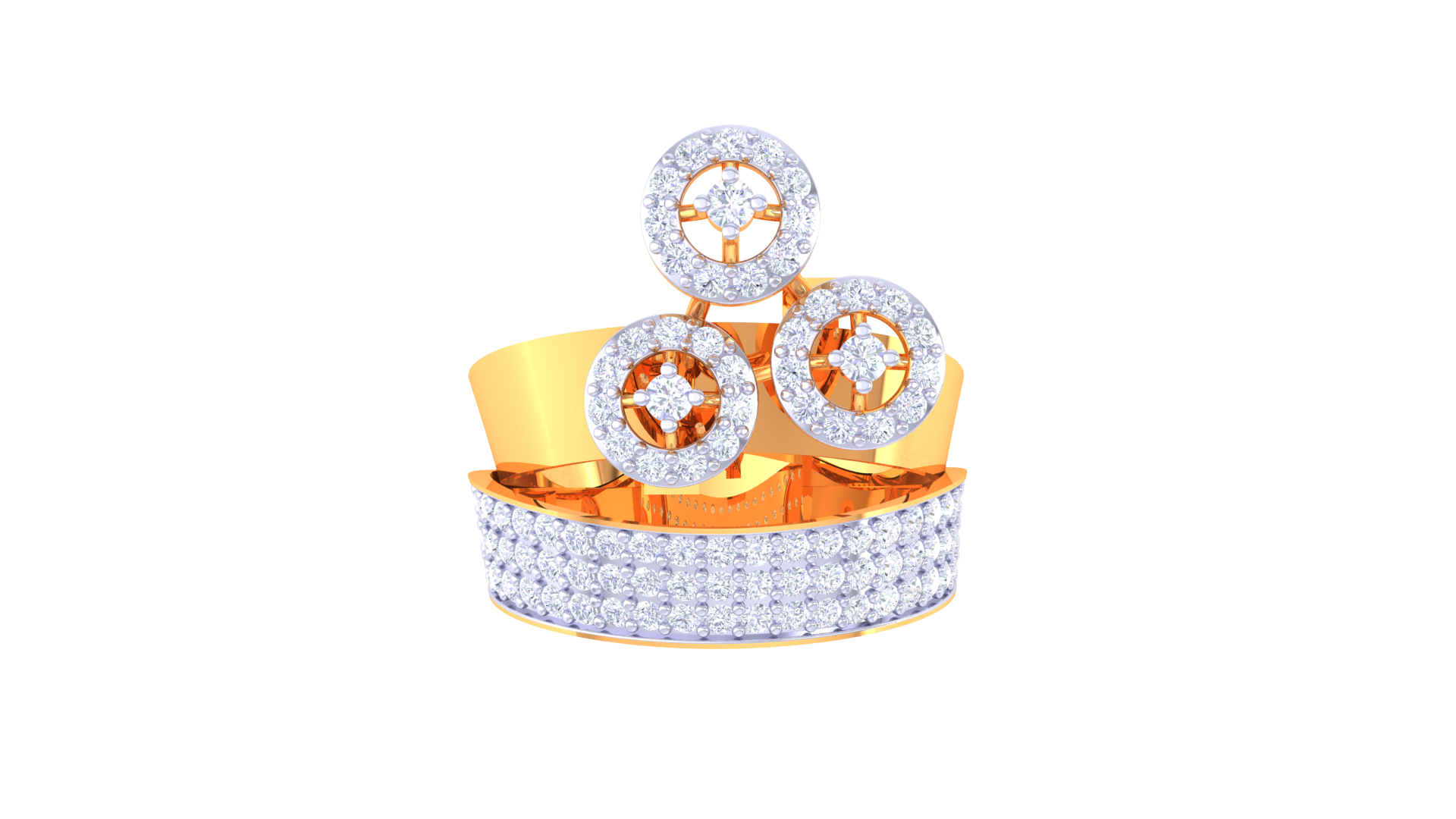 Modern Trio Cluster Diamond Ring