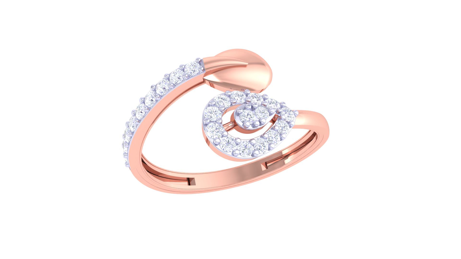 Contemporary Trine Pavé Band Ring