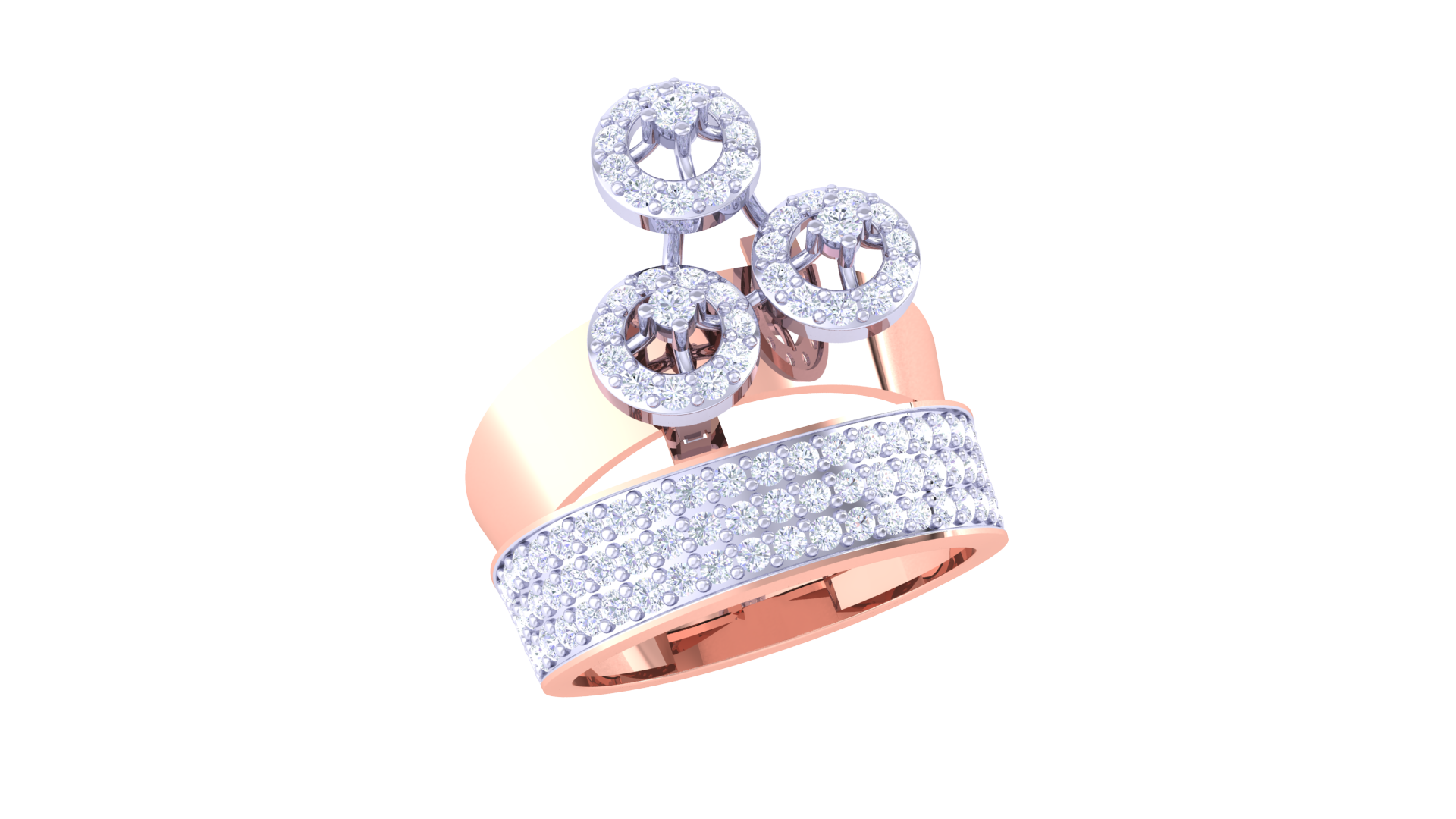 Modern Trio Cluster Diamond Ring