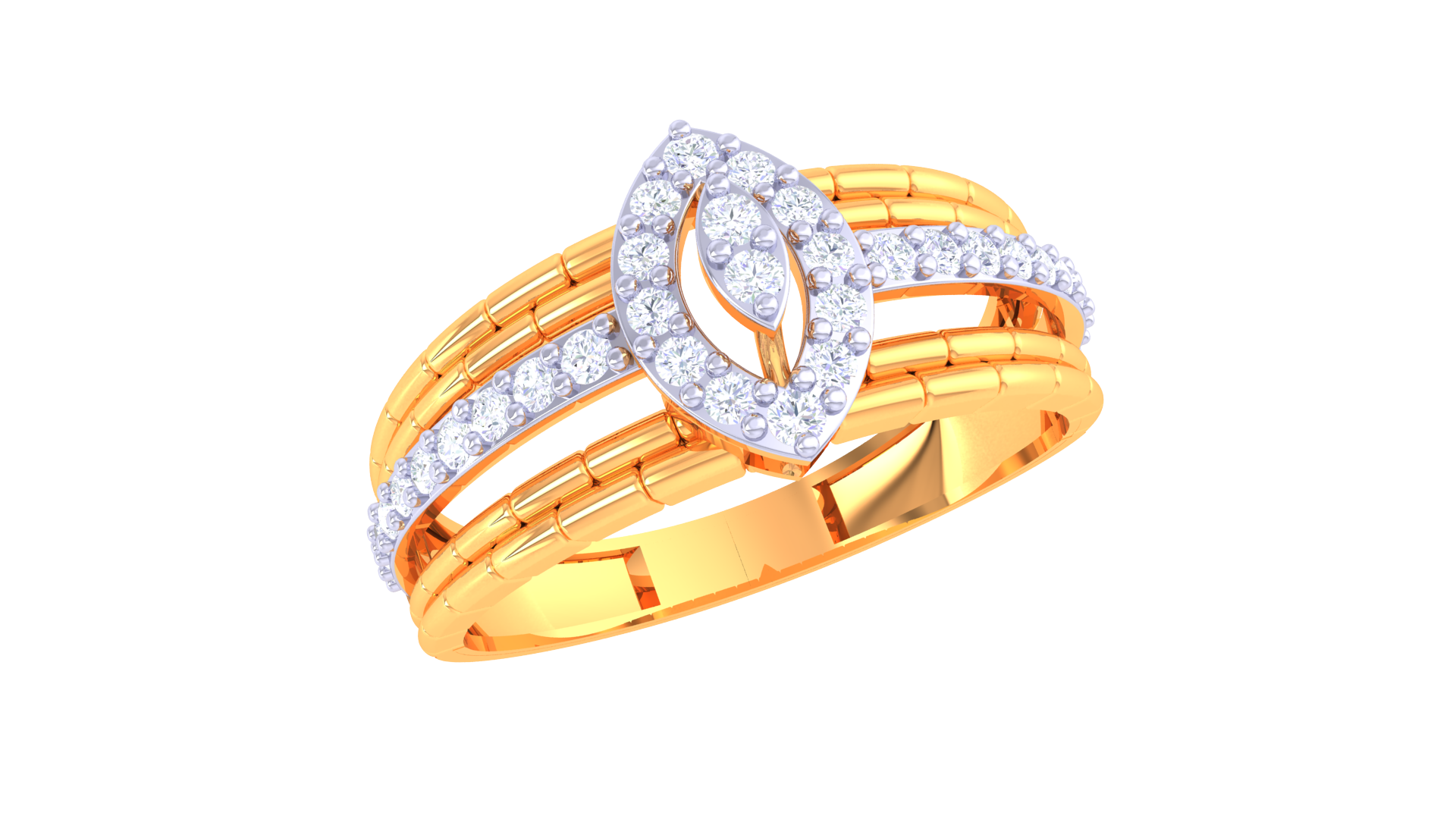 Elegant Leaf Cascade Diamond Ring