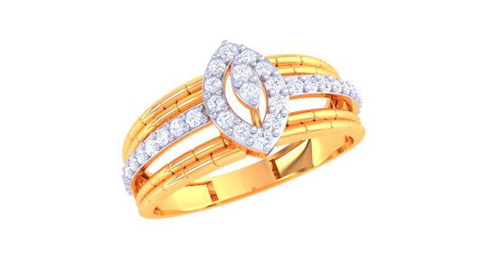 Elegant Leaf Cascade Diamond Ring