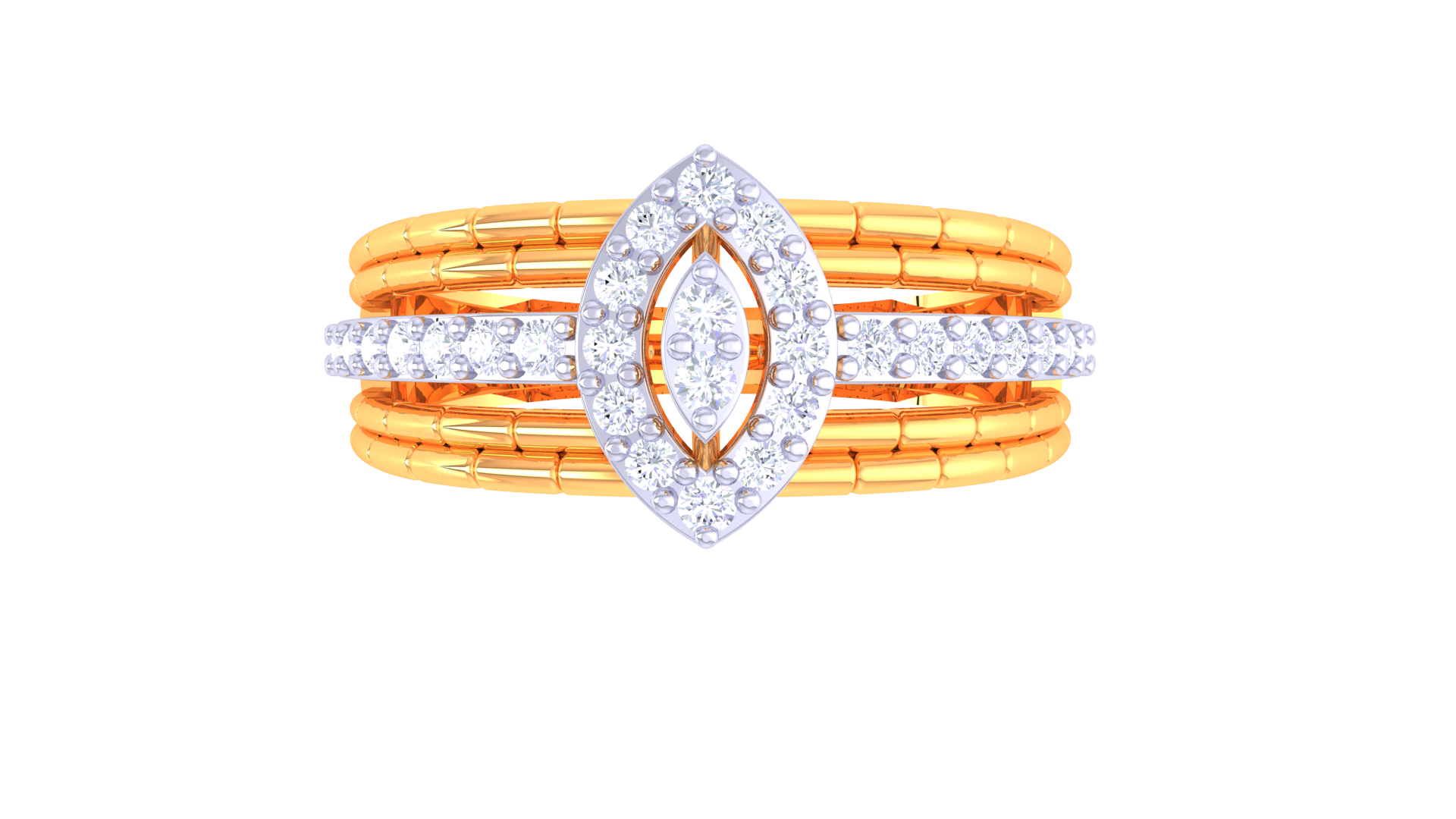 Elegant Leaf Cascade Diamond Ring