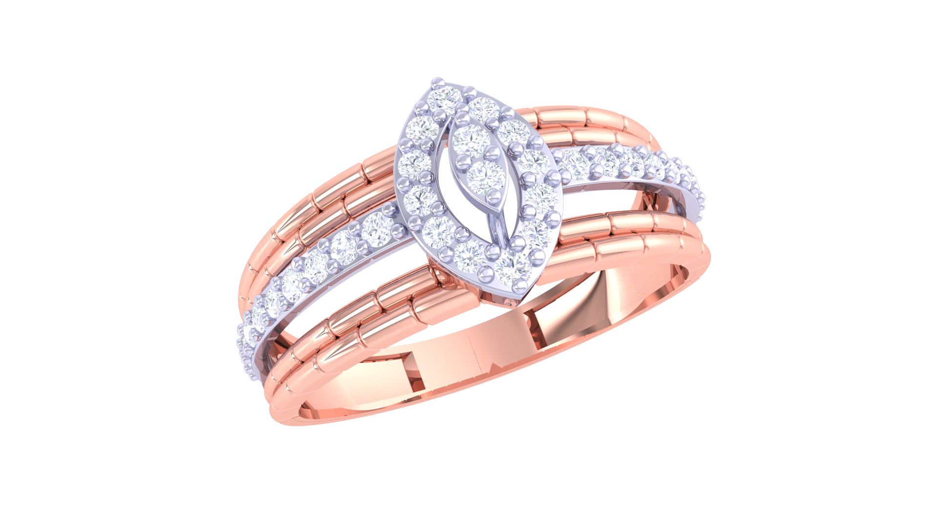 Elegant Leaf Cascade Diamond Ring