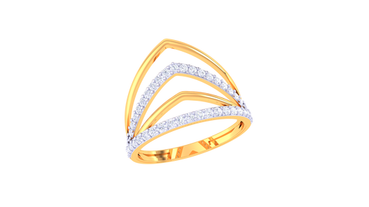 Triangular Cascade Diamond Band Ring