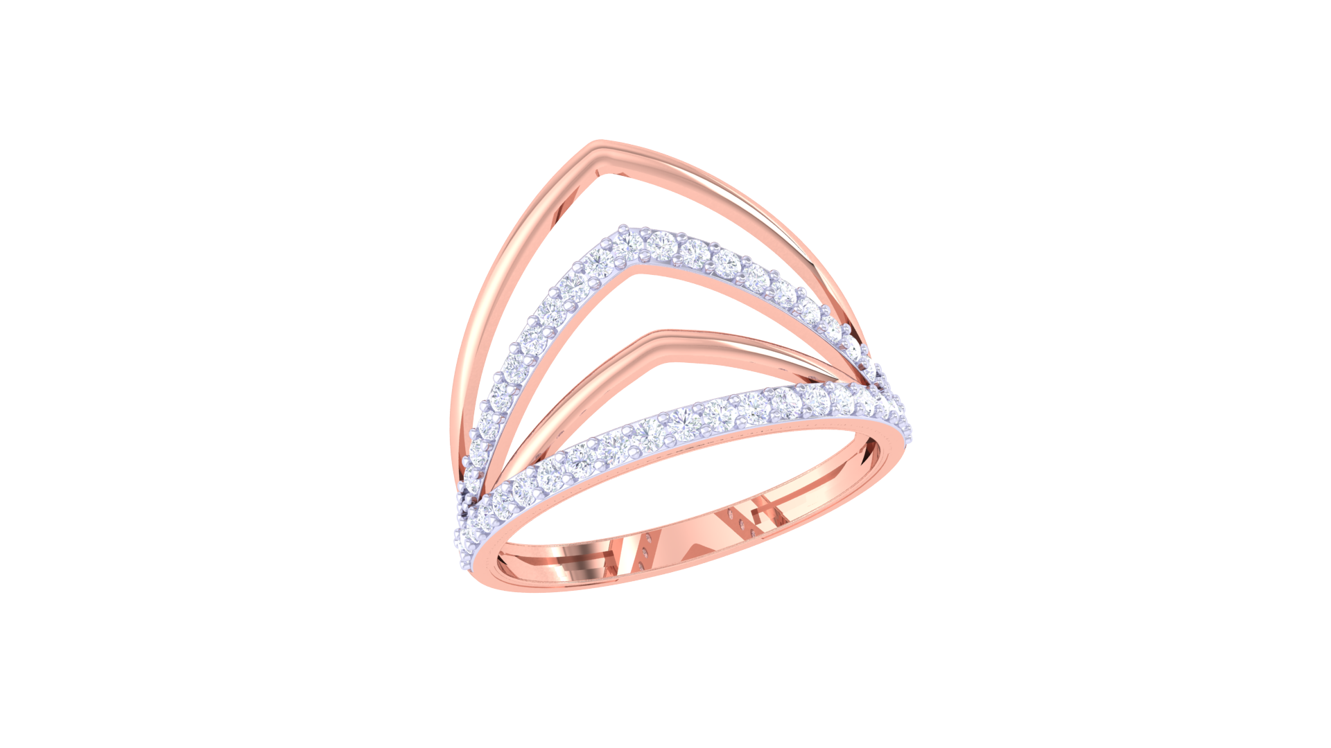 Triangular Cascade Diamond Band Ring