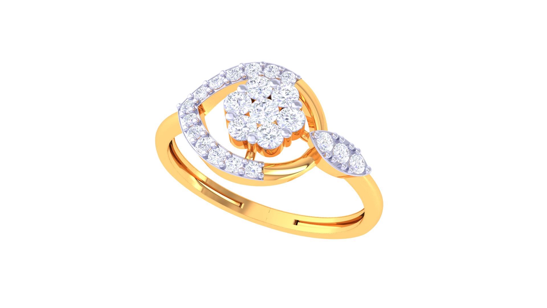 Golden Spiral Blossom Statement Ring
