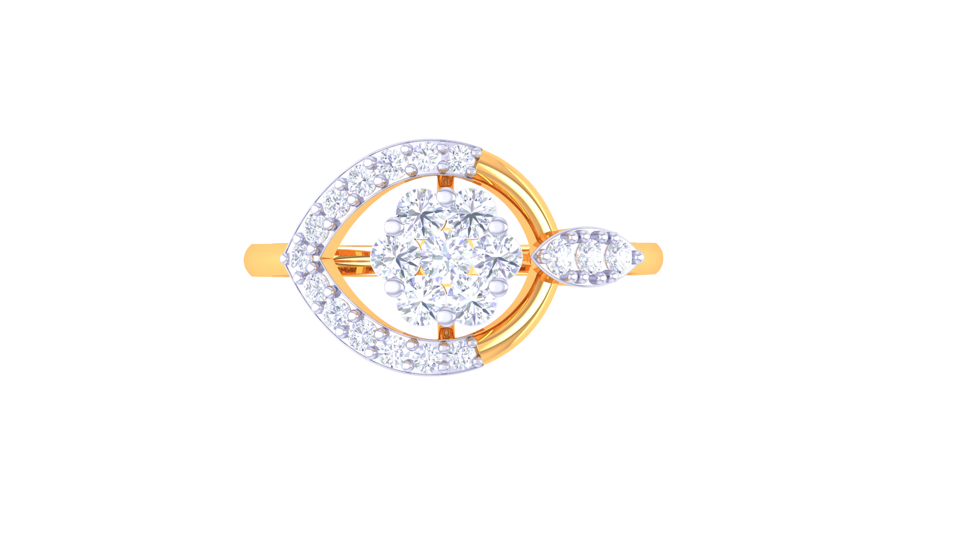 Golden Spiral Blossom Statement Ring