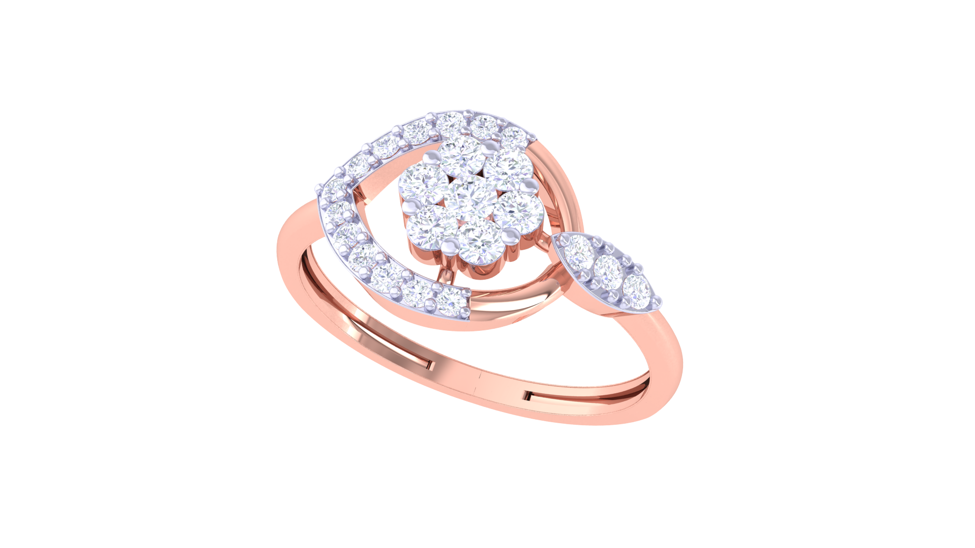 Golden Spiral Blossom Statement Ring