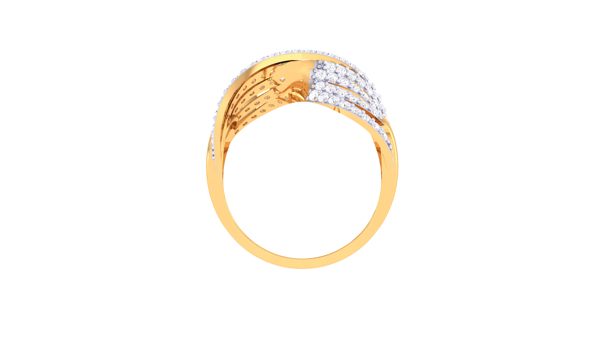 Modern X-Band Sparkle Statement Ring