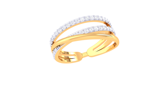 Golden Parallel Pavé Statement Ring