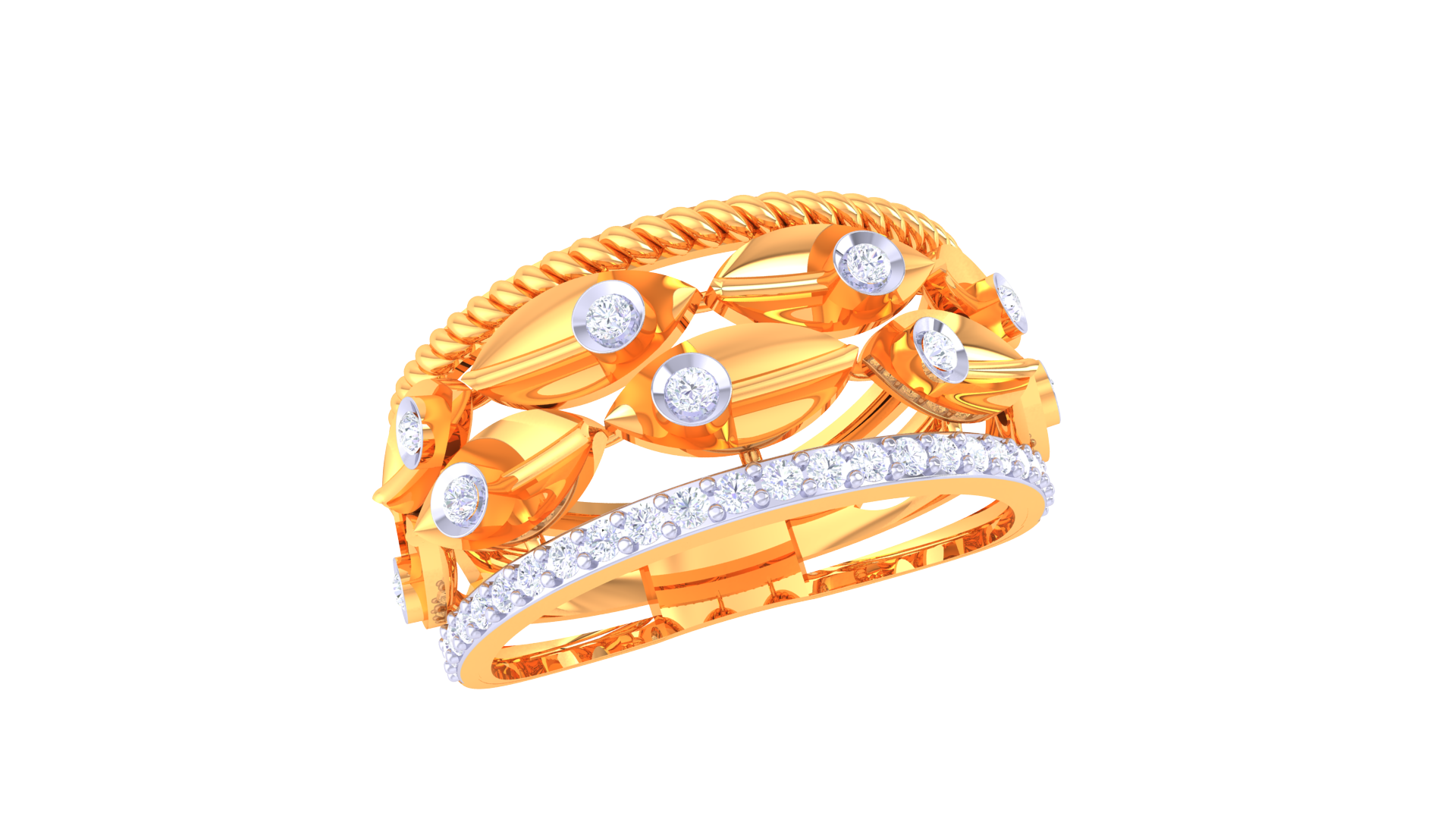 Marquise Rope Layered Sparkle Ring