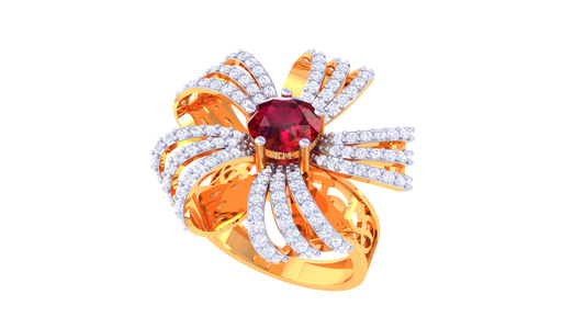 Ruby Wave Blossom Diamond Ring