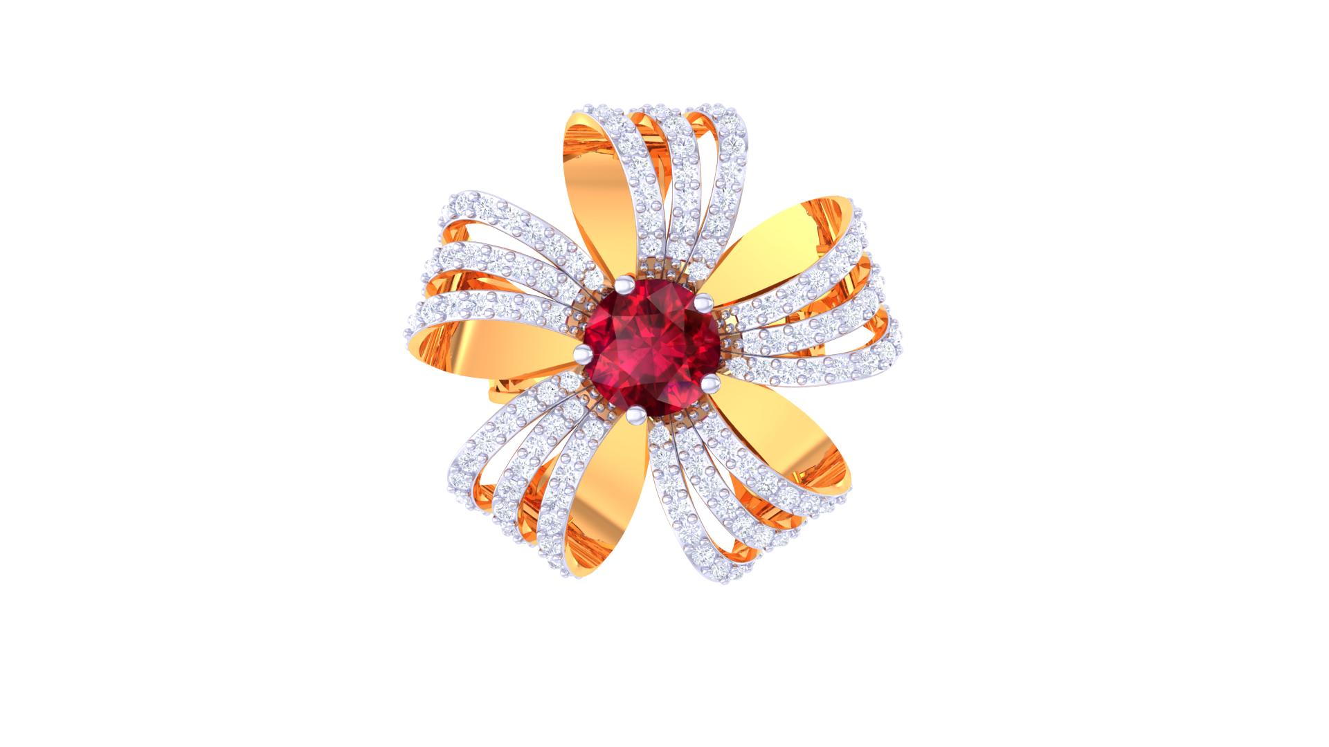 Ruby Wave Blossom Diamond Ring