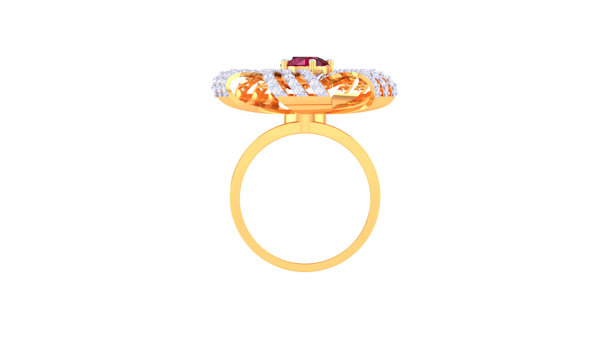 Ruby Wave Blossom Diamond Ring