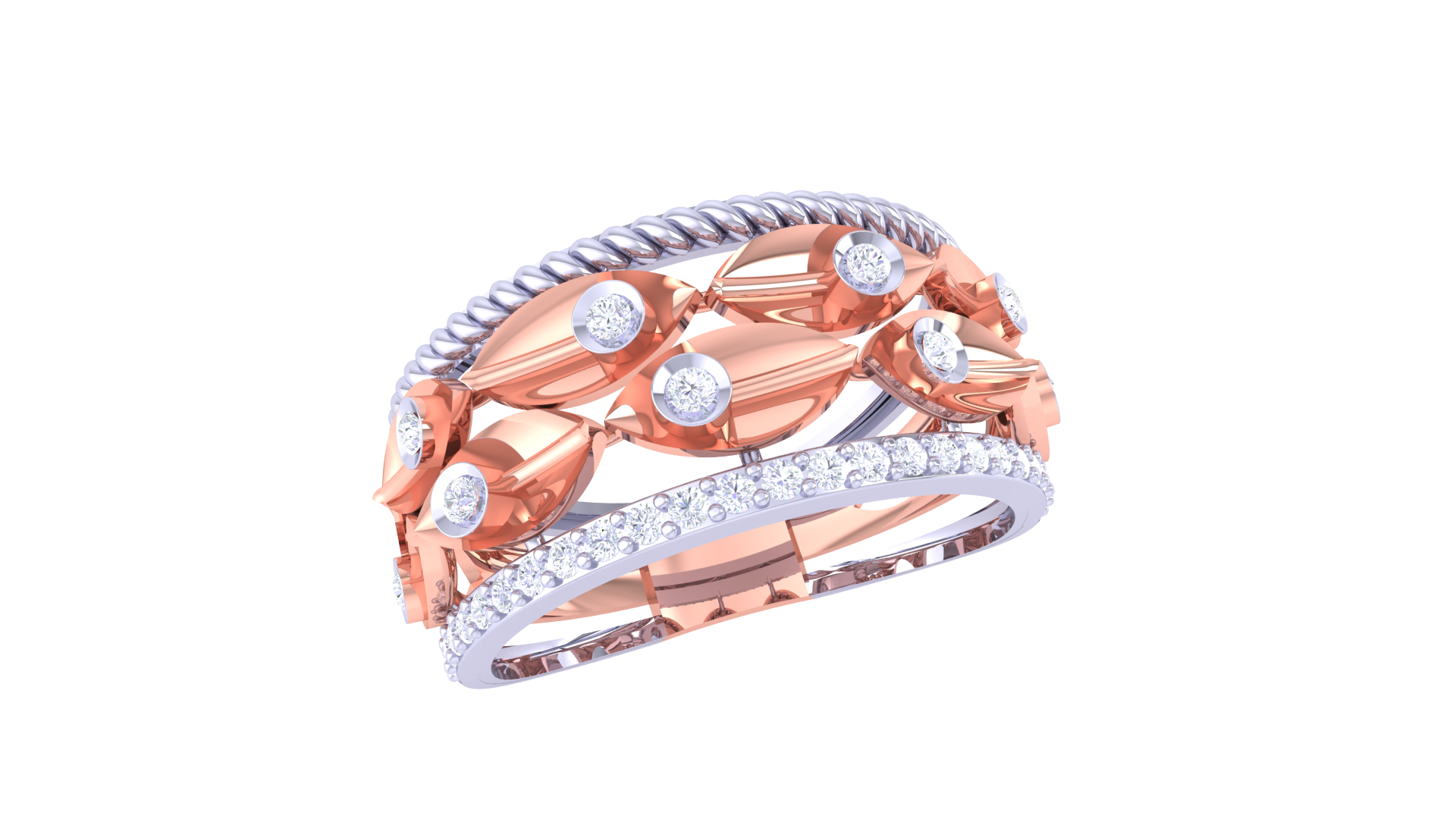 Marquise Rope Layered Sparkle Ring