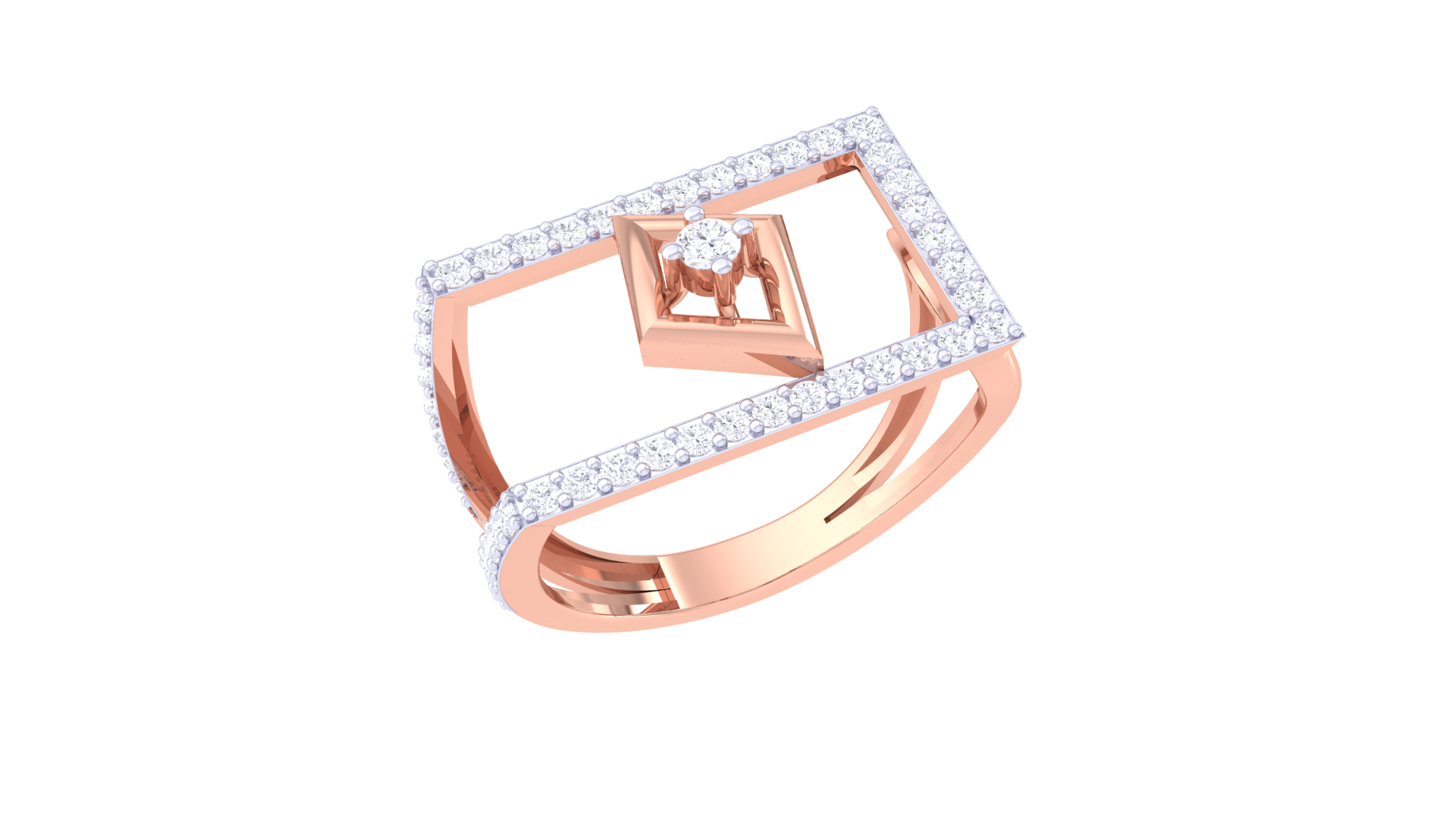 Modern Square Pavé Designer Ring