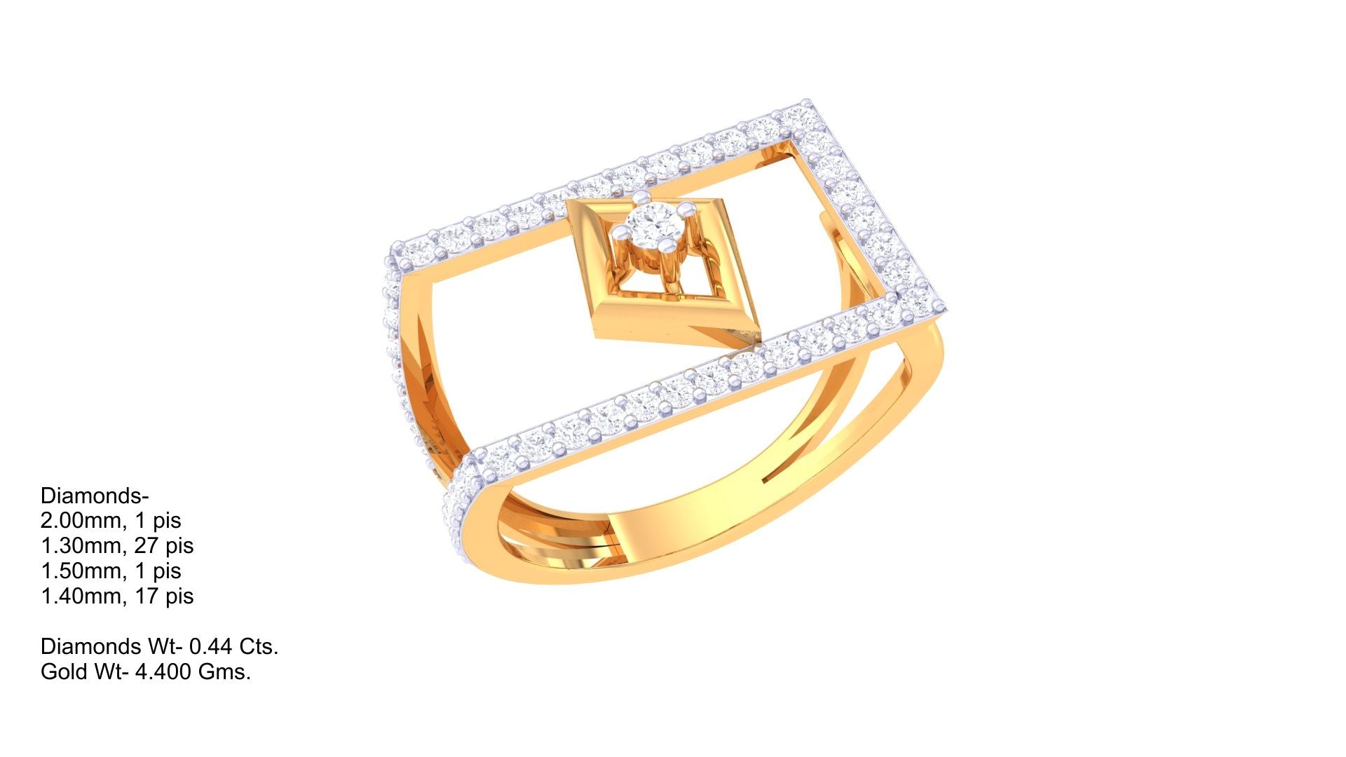 Modern Square Pavé Designer Ring