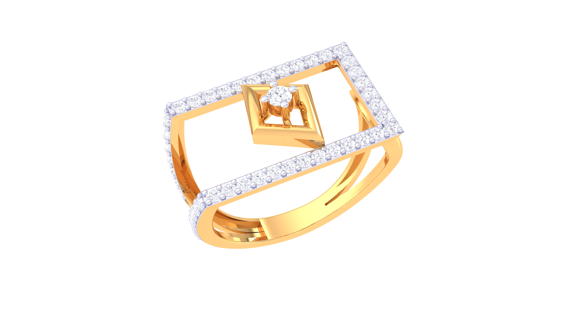 Modern Square Pavé Designer Ring