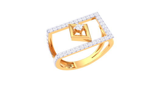 Modern Square Pavé Designer Ring