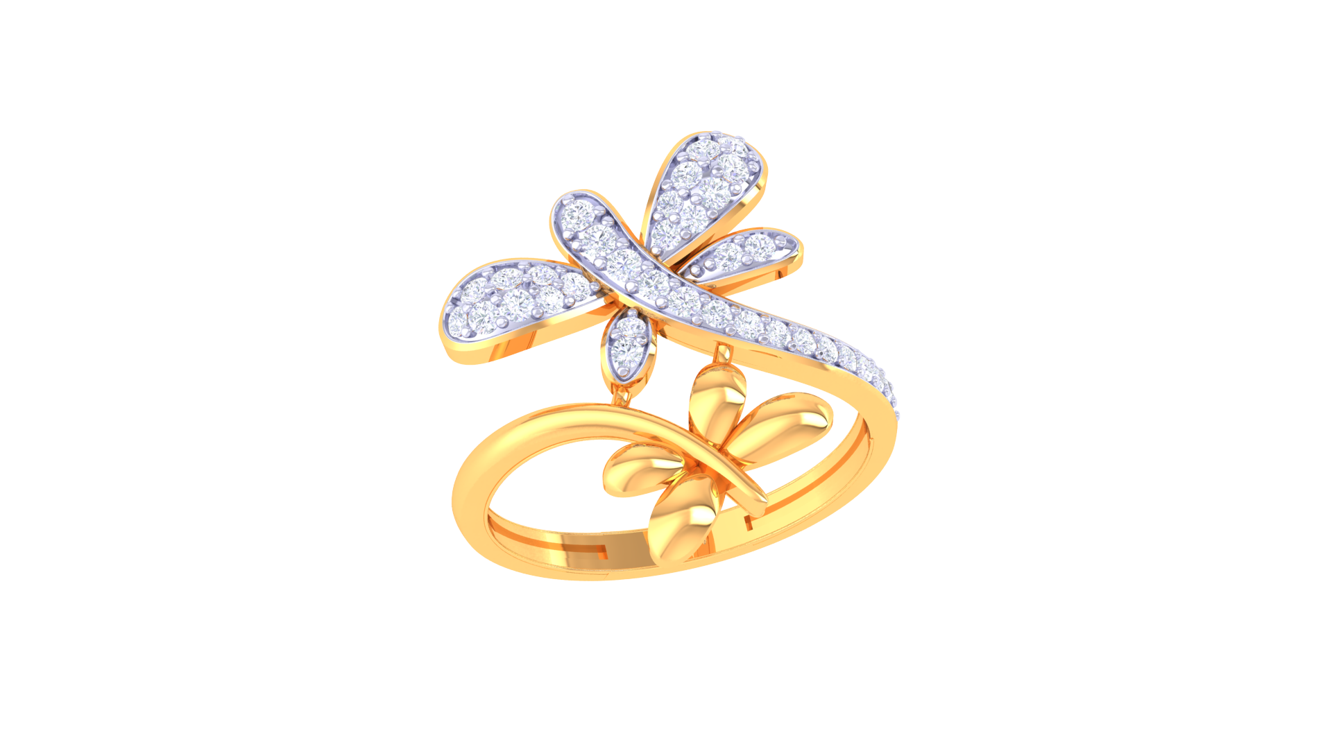 Dragonfly Duo Sparkle Statement Ring