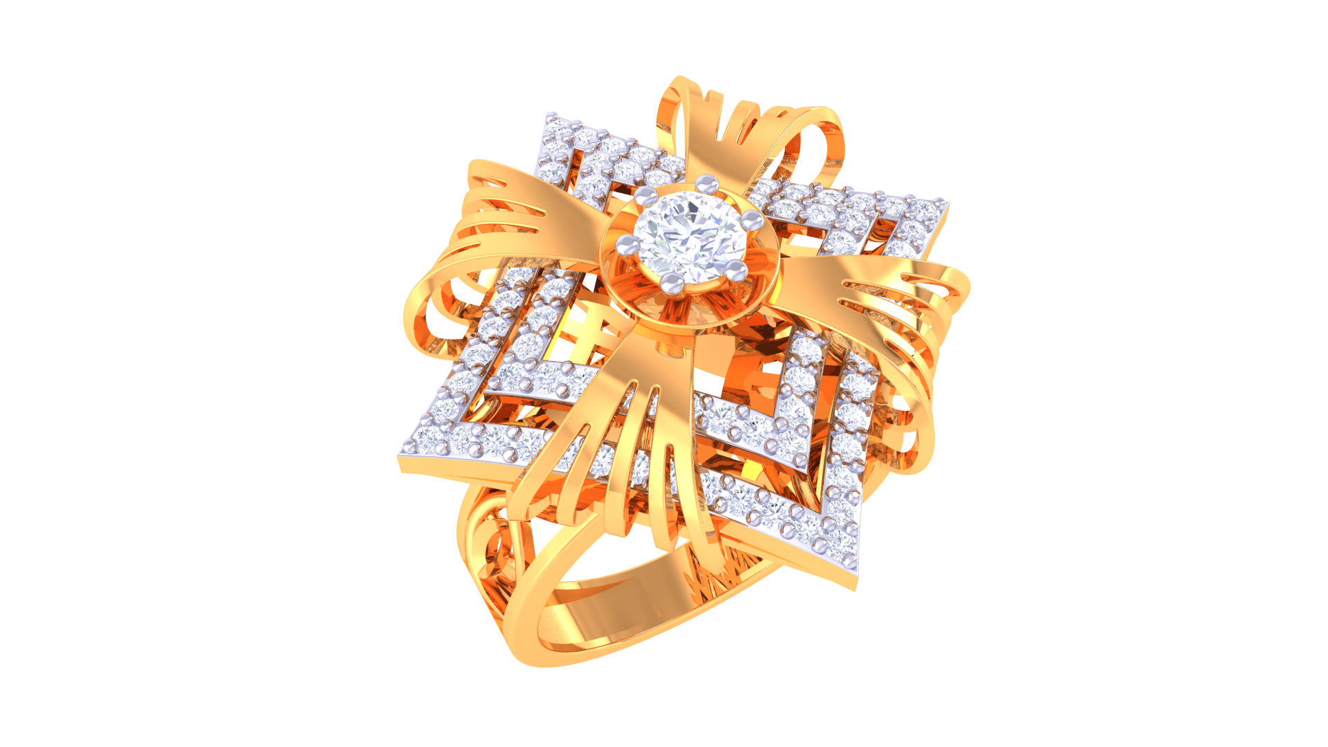 Luxura Square Cluster Designer Ring