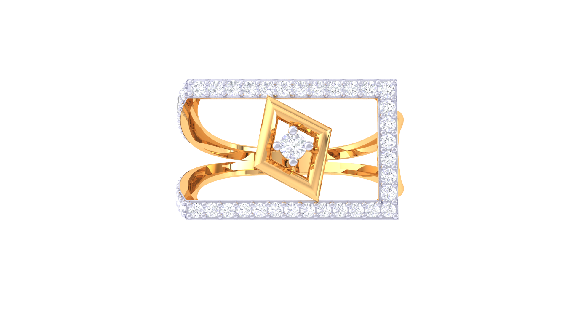 Modern Square Pavé Designer Ring