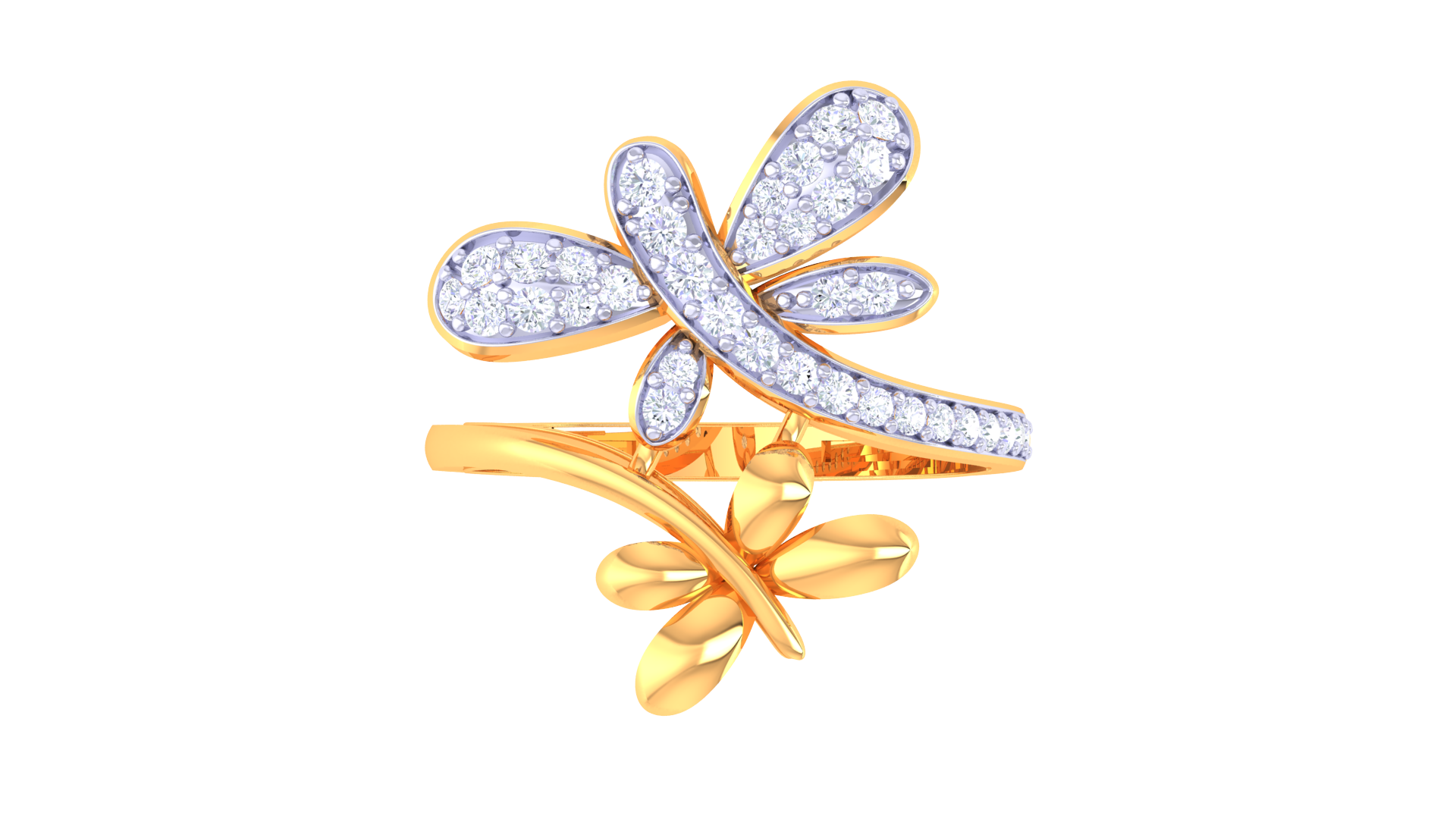 Dragonfly Duo Sparkle Statement Ring