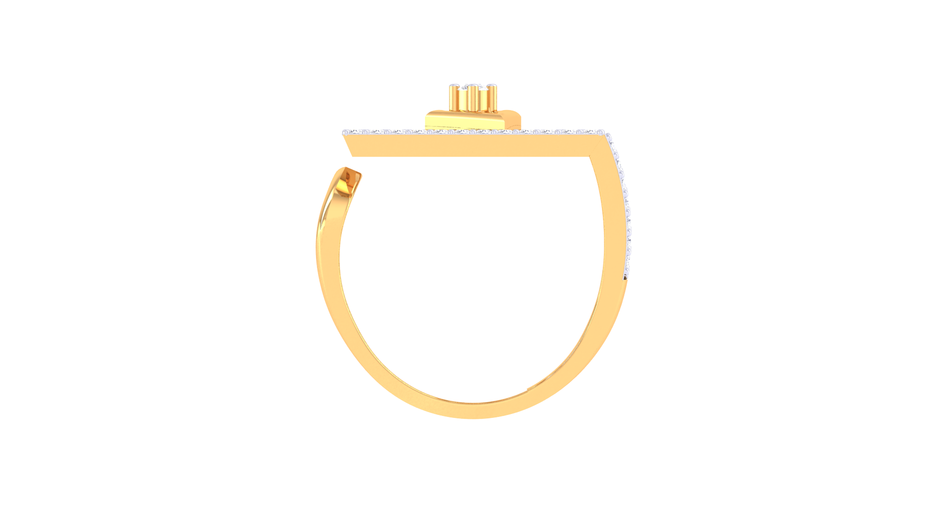 Modern Square Pavé Designer Ring