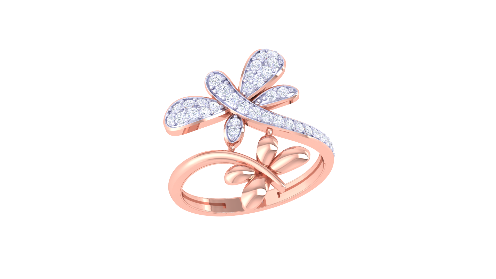 Dragonfly Duo Sparkle Statement Ring