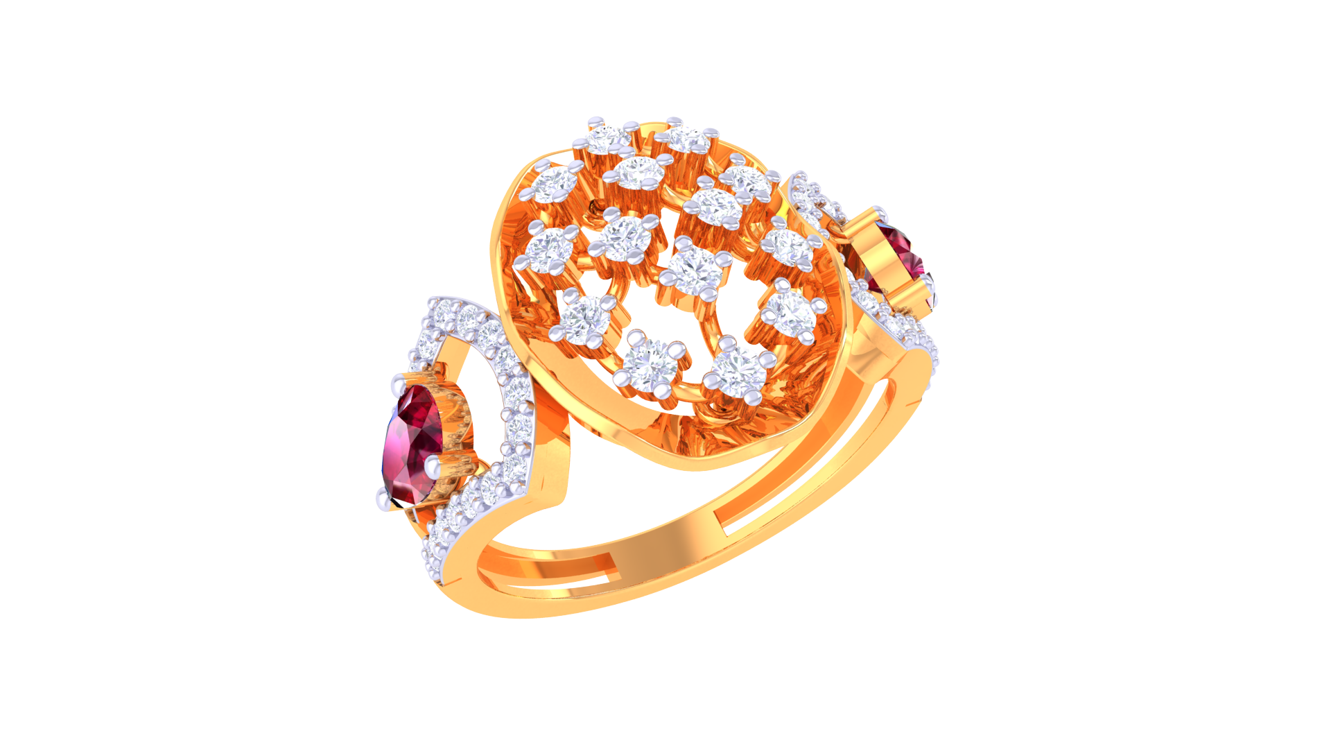 Intricate Net Sparkle Statement Ring