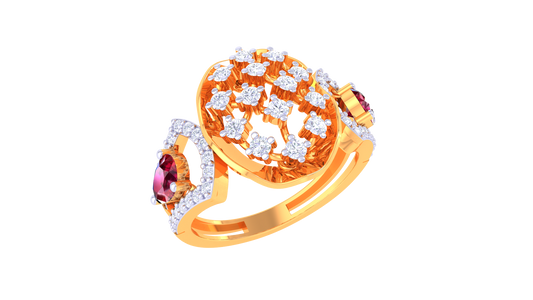 Intricate Net Sparkle Statement Ring