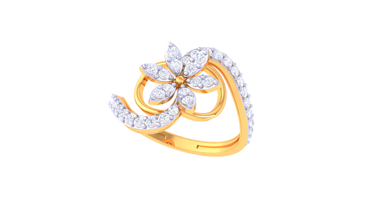 Floral Wave Sparkle Designer Ring