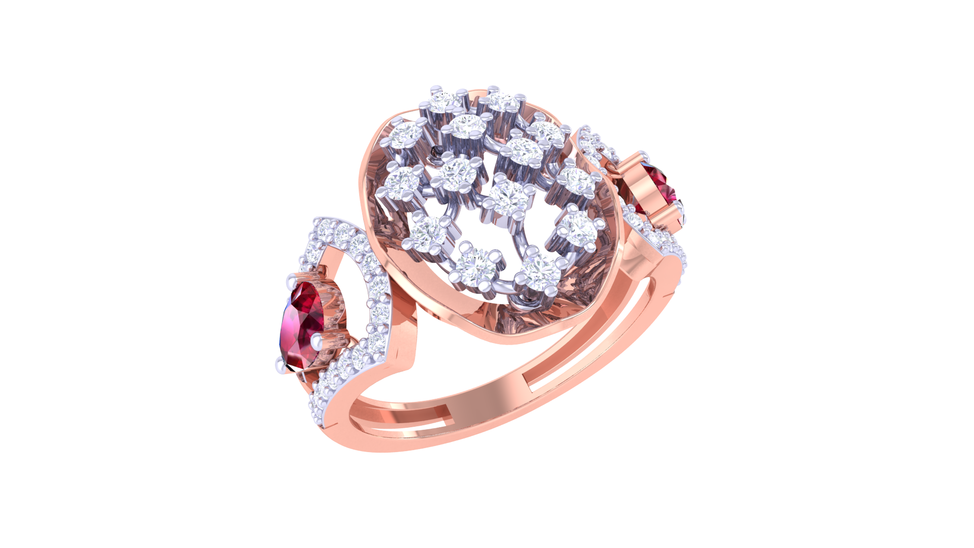 Intricate Net Sparkle Statement Ring