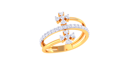 Double Cross Diamond Accent Ring