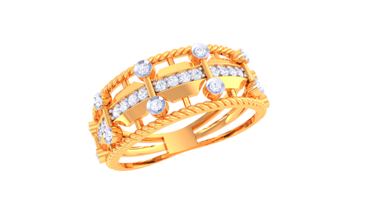 Rope Edge Diamond Statement Ring