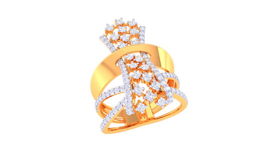 Golden Cascade Cluster Diamond Ring